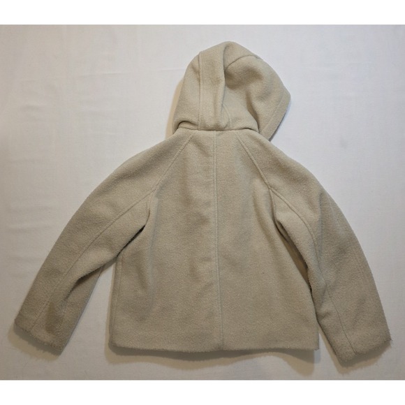 Zara Girl's Bone White Winter Hooded Toggle Closure Microfleece Coat. Size 9-10 - Picture 3 of 10